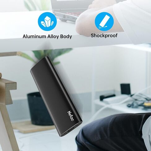 Netac 2TB Portable SSD USB 3.2 Gen 2 (10 Gbps, Type-C) External Solid State Drive Backup Slim Portable Drive for File Storage/Business Travel Essential, Rapid Read & Write Low Noise, Zslim in Saudi Arabia