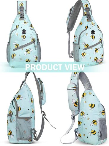 ZOMAKE Sling Bag for Women Men:Small Crossbody Sling Backpack - Mini Water Resistant Shoulder Bag Anti Thief Chest Bag Daypack for Travel Hiking Outdoor Sports (Bee Blue) in Saudi Arabia