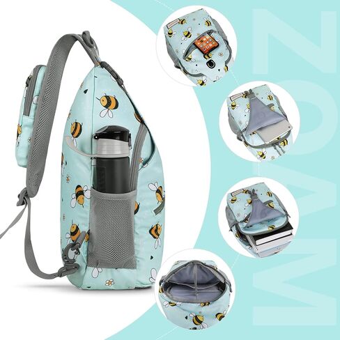 ZOMAKE Sling Bag for Women Men:Small Crossbody Sling Backpack - Mini Water Resistant Shoulder Bag Anti Thief Chest Bag Daypack for Travel Hiking Outdoor Sports (Bee Blue) in Saudi Arabia