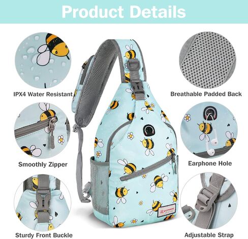 ZOMAKE Sling Bag for Women Men:Small Crossbody Sling Backpack - Mini Water Resistant Shoulder Bag Anti Thief Chest Bag Daypack for Travel Hiking Outdoor Sports (Bee Blue) in Saudi Arabia