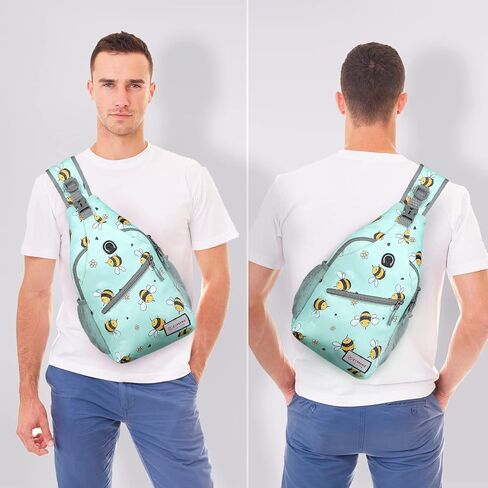 ZOMAKE Sling Bag for Women Men:Small Crossbody Sling Backpack - Mini Water Resistant Shoulder Bag Anti Thief Chest Bag Daypack for Travel Hiking Outdoor Sports (Bee Blue) in Saudi Arabia
