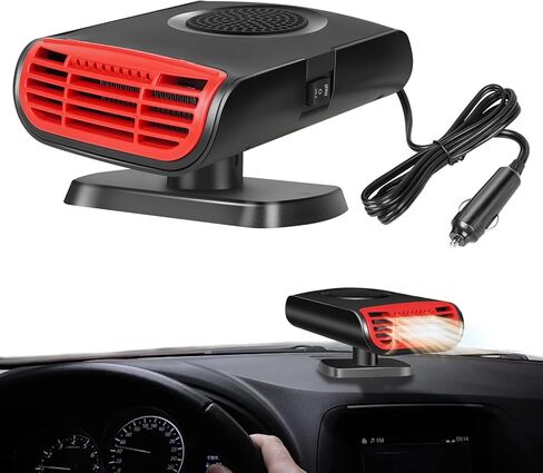 سخان السيارة، مزيل الصقيع في السيارة، 12 فولت 150 وات، مراوح السيارة المحمولة سريعة التسخين، مزيل الصقيع 2 في 1، مقبس مخرج التدفئة/التبريد في مروحة الزجاج الأمامي للسيارة وإضاءة السجائر لجميع السيارات in Kuwait