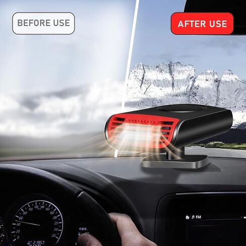 سخان السيارة، مزيل الصقيع في السيارة، 12 فولت 150 وات، مراوح السيارة المحمولة سريعة التسخين، مزيل الصقيع 2 في 1، مقبس مخرج التدفئة/التبريد في مروحة الزجاج الأمامي للسيارة وإضاءة السجائر لجميع السيارات in Kuwait