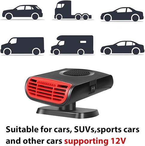 سخان السيارة، مزيل الصقيع في السيارة، 12 فولت 150 وات، مراوح السيارة المحمولة سريعة التسخين، مزيل الصقيع 2 في 1، مقبس مخرج التدفئة/التبريد في مروحة الزجاج الأمامي للسيارة وإضاءة السجائر لجميع السيارات in Kuwait