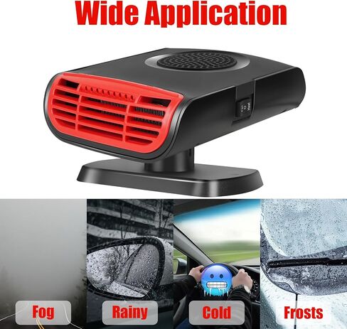 سخان السيارة، مزيل الصقيع في السيارة، 12 فولت 150 وات، مراوح السيارة المحمولة سريعة التسخين، مزيل الصقيع 2 في 1، مقبس مخرج التدفئة/التبريد في مروحة الزجاج الأمامي للسيارة وإضاءة السجائر لجميع السيارات in Kuwait