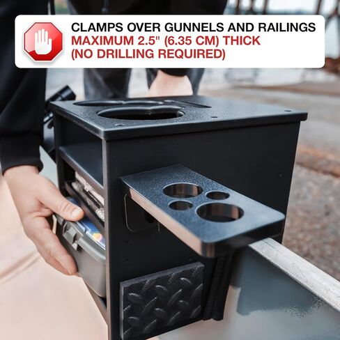 Jon Boat Rod Holder and Storage Organizer - John Boat Accessories for Fishing - Fits Gunnels Up to 2.5" Thick Regular in Saudi Arabia