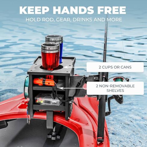 Jon Boat Rod Holder and Storage Organizer - John Boat Accessories for Fishing - Fits Gunnels Up to 2.5" Thick Regular in Saudi Arabia
