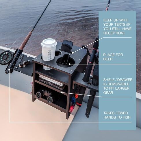 Jon Boat Rod Holder and Storage Organizer - John Boat Accessories for Fishing - Fits Gunnels Up to 2.5" Thick Regular in Saudi Arabia