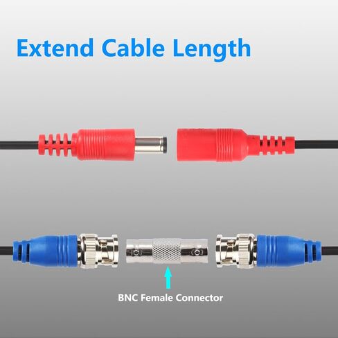 BNC Cable 200ft 4 Pack Aimyzii BNC Video Power Cable,Security Camera Cable for CCTV Camera DVR Security Systems(Included 8X BNC Adapters,100 Pcs Cable Clips)-Black in Saudi Arabia