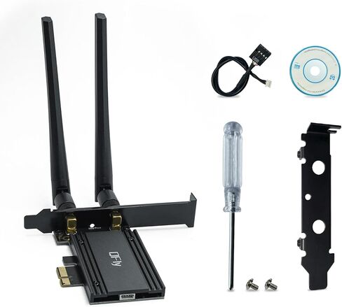 بطاقة PCIe WiFi 6E، محول بطاقة الشبكة AX210 لألعاب الكمبيوتر، بلوتوث 5.3، ثلاثي الموجات (802.11ax) 5400 ميجابت في الثانية 6 جيجا هرتز بطاقات LAN لاسلكية مع MU-MIMO، OFDMA، تدعم Windows 10/11 (64 بت) in Kuwait
