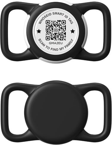 QR Code Airtag Holder, Scan QR Code Send Location Alert Email, Waterproof Full Body Protection Anti-Lost Air Tag Case, Airtag Accessories for Dog, Cats, Collar, Backpack (Black, Regular) in Kuwait