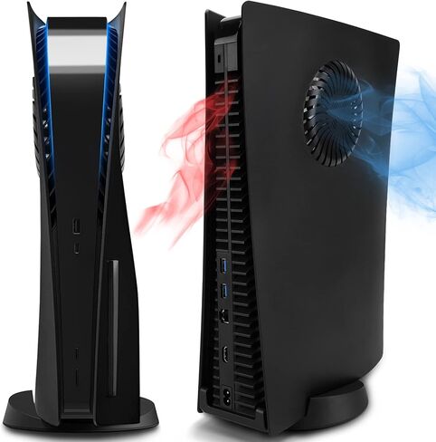 SIKEMAY PS5 Face Plates for PlayStation 5 Console Disc Edition, PS5 Accessories ABS PS5 Cover Plates with Fan Vents, Hard Shockproof Anti-Scratch Replacement Protective Shell PS5 Black Plates in Kuwait