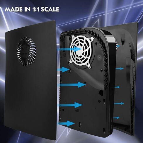 SIKEMAY PS5 Face Plates for PlayStation 5 Console Disc Edition, PS5 Accessories ABS PS5 Cover Plates with Fan Vents, Hard Shockproof Anti-Scratch Replacement Protective Shell PS5 Black Plates in Kuwait