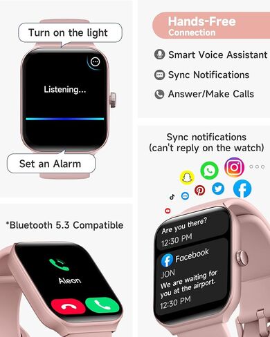 Smart Watch for Women Alexa Built-in, 1.95" Fitness Tracker with Answer/Make Calls, IP68 Waterproof/Heart Rate/Sleep Tracker/100 Sport Modes, Fitness Watch Compatible Android iOS in Kuwait