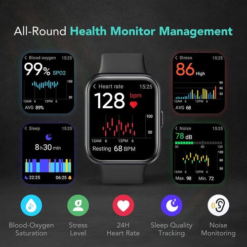 SKG Smart Watch for Men Women Android iPhone with Alexa Built-in & Bluetooth Call(Answer/Make Call) 1.69" Fitness Tracker with IP68 Waterproof, 60+ Sports, Heart Rate SpO2 Monitor, V7 Pro in Saudi Arabia