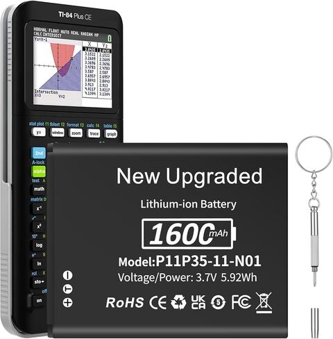 2024 استبدال بطارية 1600 مللي أمبير TI-84 Plus CE جديدة مطورة لـ Texas Instruments TI Nspire CX II - TI Nspire CX CAS II - الجزء رقم P11P35-11-N01، بطارية ليثيوم أيون 3.7 فولت مع أدوات (TI-84 Plus CE) in Saudi Arabia