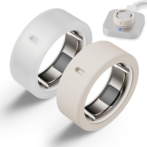 Protector Compatible for Oura Ring 4/Ring Gen 3 Cover,Silicone Anti-Scratch Elastic Ring Finger Case Woking Out Gym for Women Men- Clear+Starlight- M for 8/9/10/11 in Saudi Arabia