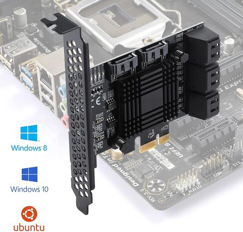 بطاقة PCIe SATA ذات 8 منافذ، مع 8 كابلات SATA ودعامة منخفضة المستوى، بطاقة PCIe SATA 3.0 بسرعة 6 جيجابت في الثانية، تدعم 8 أجهزة SATA 1x3.0، محول محول مدمج للكمبيوتر المكتبي in Kuwait