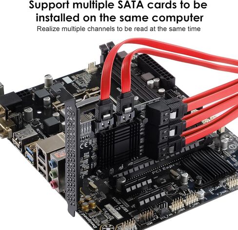 بطاقة PCIe SATA ذات 8 منافذ، مع 8 كابلات SATA ودعامة منخفضة المستوى، بطاقة PCIe SATA 3.0 بسرعة 6 جيجابت في الثانية، تدعم 8 أجهزة SATA 1x3.0، محول محول مدمج للكمبيوتر المكتبي in Kuwait