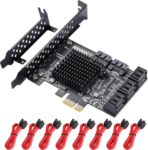 PCIe 8-Port SATA Card with 8 Cables and Low Profile Bracket, 6Gbps SATA 3.0 PCIe Card in Kuwait