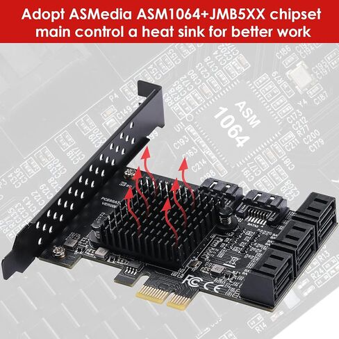 PCIe 8-Port SATA Card with 8 Cables and Low Profile Bracket, 6Gbps SATA 3.0 PCIe Card in Kuwait