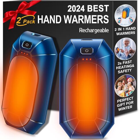 2 Pack AI Hand Warmer Rechargeable, Portable Electric Hand Warmers Reusable, USB Handwarmers, Outdoor/Indoor/Work/Studying/Camping/Hunting/Golf/Pain Relief/Game/Warm Gifts for Men Women Kids in Saudi Arabia