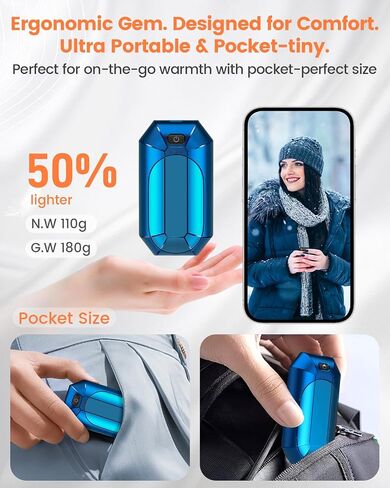 2 Pack AI Hand Warmer Rechargeable, Portable Electric Hand Warmers Reusable, USB Handwarmers, Outdoor/Indoor/Work/Studying/Camping/Hunting/Golf/Pain Relief/Game/Warm Gifts for Men Women Kids in Saudi Arabia