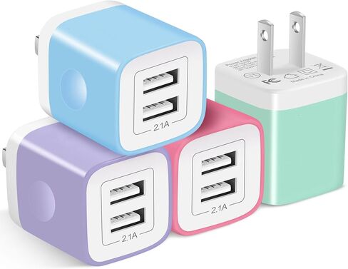 USB Charger Block, 4Pack 2.1A Dual Port USB Wall Charger Plug Power Adapter in Saudi Arabia