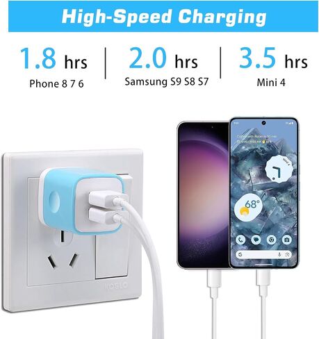 USB Charger Block, 4Pack 2.1A Dual Port USB Wall Charger Plug Power Adapter in Saudi Arabia
