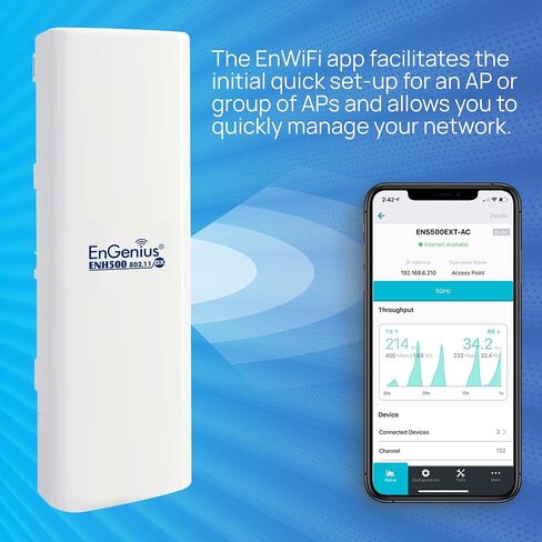 EnGenius ENH500-AX KIT 5 جيجا هرتز Wi-Fi 6 (802.11ax) 2x2 جسر لاسلكي خارجي، حتى 1200 ميجابت في الثانية، طاقة نقل عالية 26 ديسيبل ميلي واط، مكاسب عالية 16 ديسيبل هوائي اتجاهي متكامل، تصنيف IP55 (عبوتان) in Kuwait