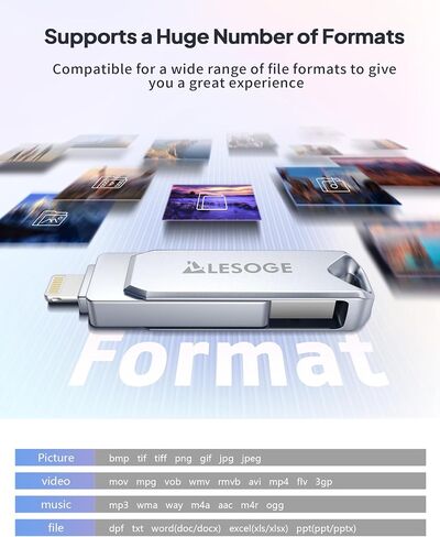 MFi Certified 128GB Flash Drive for iPhone Photo Stick USB Memory Stick Thumb Drives, High Speed USB Stick External Storage for iPhone/iPad/Android/PC in Kuwait