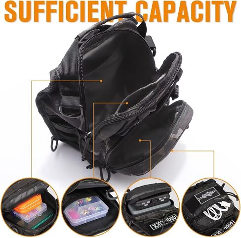 Dovesun Small Fishing Backpack, Fly Fishing Sling Pack Waterproof Fishing Backpack with Tackle Boxes Fishing Tackle Bag in Saudi Arabia