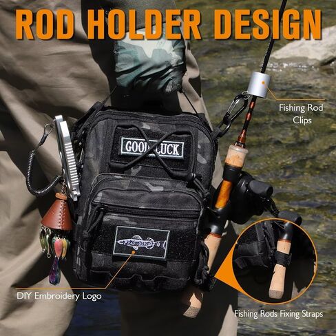 Dovesun Small Fishing Backpack, Fly Fishing Sling Pack Waterproof Fishing Backpack with Tackle Boxes Fishing Tackle Bag in Saudi Arabia