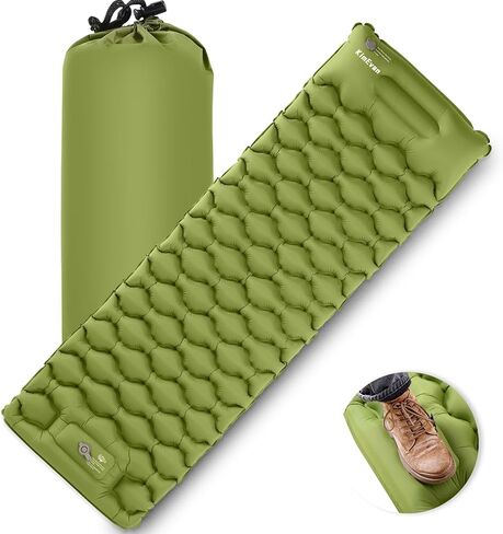 Sleeping Pad for Camping, Inflatable Camping Pad Built-in Foot Pump and Pillow, 75"×26" Single Size, Lightweight & Compact Camping Air Mattresses for Backpacking, Hiking, Traveling, Tent in Saudi Arabia