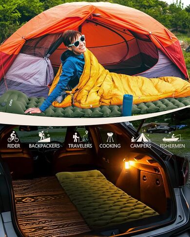 Sleeping Pad for Camping, Inflatable Camping Pad Built-in Foot Pump and Pillow, 75"×26" Single Size, Lightweight & Compact Camping Air Mattresses for Backpacking, Hiking, Traveling, Tent in Saudi Arabia