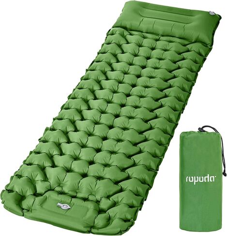ropoda Extra Thickness 3.9'' Inflatable Sleeping Pad for Camping with Pillow, Built-in Foot Pump, 77''*27'' Sleeping Mat with Carry Bag, Ultralight & Compact Camping Mattress for Hiking, Camping Pad in Saudi Arabia