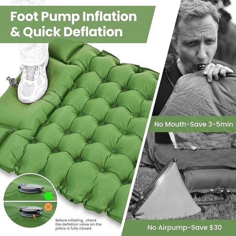 ropoda Extra Thickness 3.9'' Inflatable Sleeping Pad for Camping with Pillow, Built-in Foot Pump, 77''*27'' Sleeping Mat with Carry Bag, Ultralight & Compact Camping Mattress for Hiking, Camping Pad in Saudi Arabia