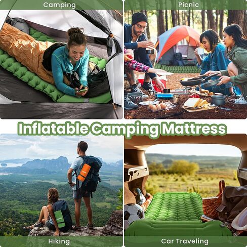 ropoda Extra Thickness 3.9'' Inflatable Sleeping Pad for Camping with Pillow, Built-in Foot Pump, 77''*27'' Sleeping Mat with Carry Bag, Ultralight & Compact Camping Mattress for Hiking, Camping Pad in Saudi Arabia