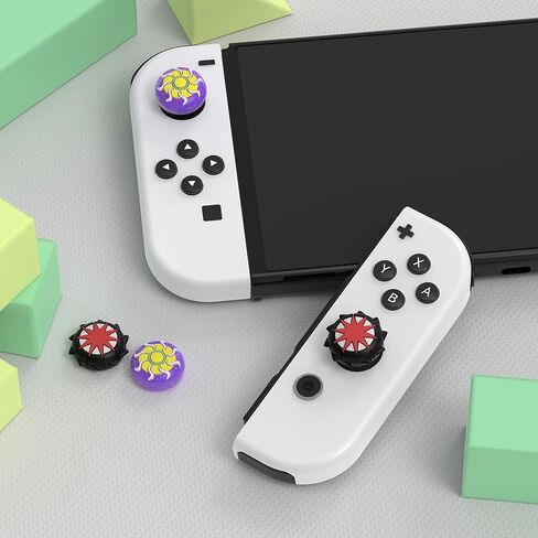 PlayVital Joystick Caps for Nintendo Switch, Thumbstick Caps for Switch Lite, Analog Cover for Switch OLED Joycon Thumb Grip Caps for Switch & Switch Lite & Switch OLED - Pulse & Engine in Kuwait