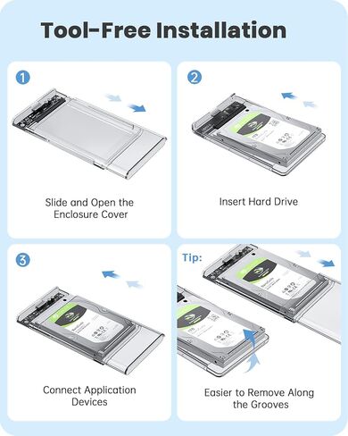 POSUGEAR 2.5'' External Hard Drive Enclosure, 6Gbps USB C 3.1 Gen 2 | SATA III Tool-Free External Hard Drive Case for 7mm/9.5mm 2.5 inch SSD HDD with UASP, Compatible with WD Toshiba Samsung PS4 in Saudi Arabia