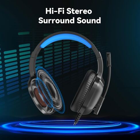 A36 Gaming Headset with Microphone for Pc, Xbox One Series X/s, Ps4, Ps5, Switch, Stereo Wired Noise Cancelling Over-Ear Headphones with Mic for Computer, Laptop, Mac, Nintendo, Gamer (Blue) in Saudi Arabia