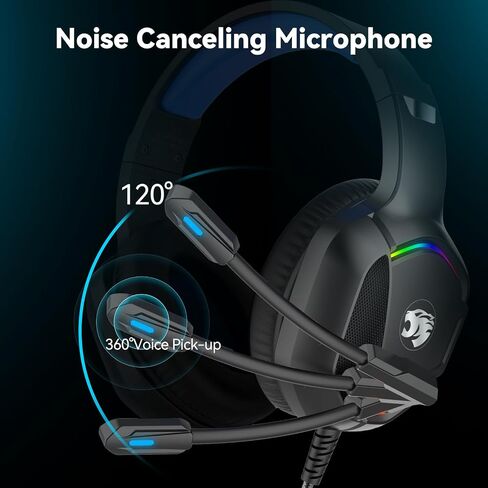 A36 Gaming Headset with Microphone for Pc, Xbox One Series X/s, Ps4, Ps5, Switch, Stereo Wired Noise Cancelling Over-Ear Headphones with Mic for Computer, Laptop, Mac, Nintendo, Gamer (Blue) in Saudi Arabia