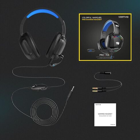 A36 Gaming Headset with Microphone for Pc, Xbox One Series X/s, Ps4, Ps5, Switch, Stereo Wired Noise Cancelling Over-Ear Headphones with Mic for Computer, Laptop, Mac, Nintendo, Gamer (Blue) in Saudi Arabia