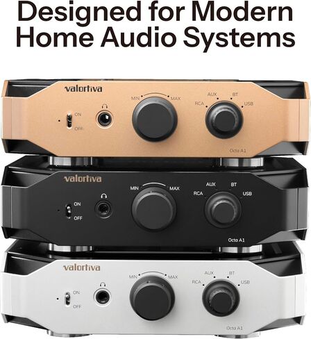 Octa A1 Stereo Integrated Amplifier | BT, RCA, AUX, USB Inputs | Subwoofer, Headphone Outputs | 2.1 Channel 35W HiFi Amp for Modern Home Audio System (Sunset Gold) in Saudi Arabia