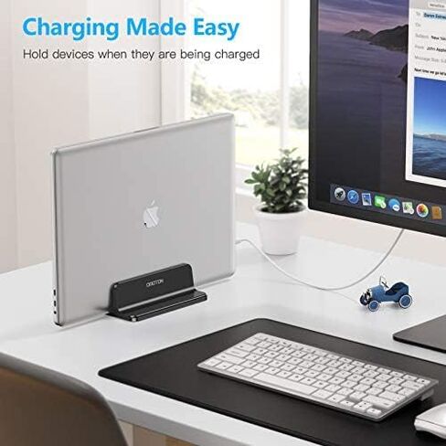 OMOTON Vertical Laptop Stand Holder, Desktop Aluminum Stand for MacBook with Adjustable Dock Size, Fits All MacBook, Surface, Chromebook and Gaming Laptops (Up to 17.3 inches),Black in Saudi Arabia