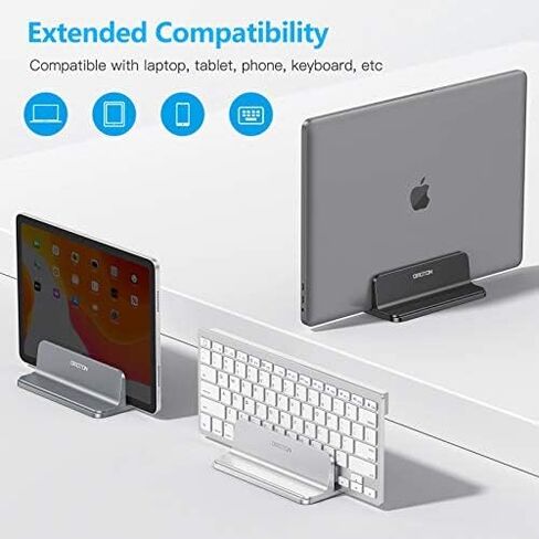OMOTON Vertical Laptop Stand Holder, Desktop Aluminum Stand for MacBook with Adjustable Dock Size, Fits All MacBook, Surface, Chromebook and Gaming Laptops (Up to 17.3 inches),Black in Saudi Arabia