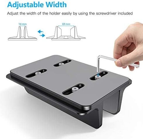 OMOTON Vertical Laptop Stand Holder, Desktop Aluminum Stand for MacBook with Adjustable Dock Size, Fits All MacBook, Surface, Chromebook and Gaming Laptops (Up to 17.3 inches),Black in Saudi Arabia