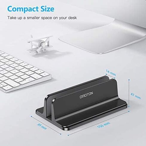 OMOTON Vertical Laptop Stand Holder, Desktop Aluminum Stand for MacBook with Adjustable Dock Size, Fits All MacBook, Surface, Chromebook and Gaming Laptops (Up to 17.3 inches),Black in Saudi Arabia