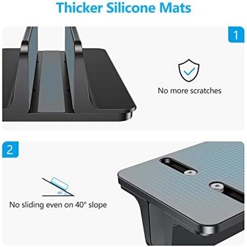 OMOTON Vertical Laptop Stand Holder, Desktop Aluminum Stand for MacBook with Adjustable Dock Size, Fits All MacBook, Surface, Chromebook and Gaming Laptops (Up to 17.3 inches),Black in Saudi Arabia