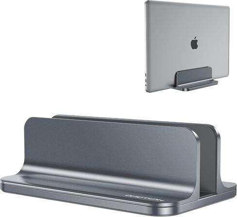OMOTON Vertical Laptop Stand Holder, Desktop Aluminum Stand for MacBook with Adjustable Dock Size, Fits All MacBook, Surface, Chromebook and Gaming Laptops (Up to 17.3 inches),Black in Saudi Arabia